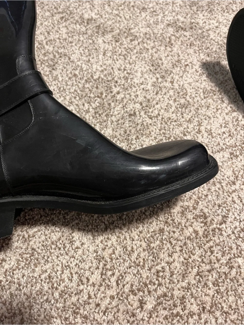 Donald J Pliner Black Rubber Knee High Buckle Rain Boots Italy Size 9